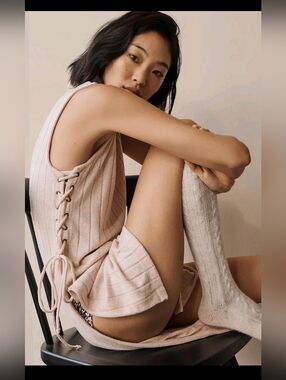 Anthropologie Side Lace Up Sleeveless Turtleneck Sweater